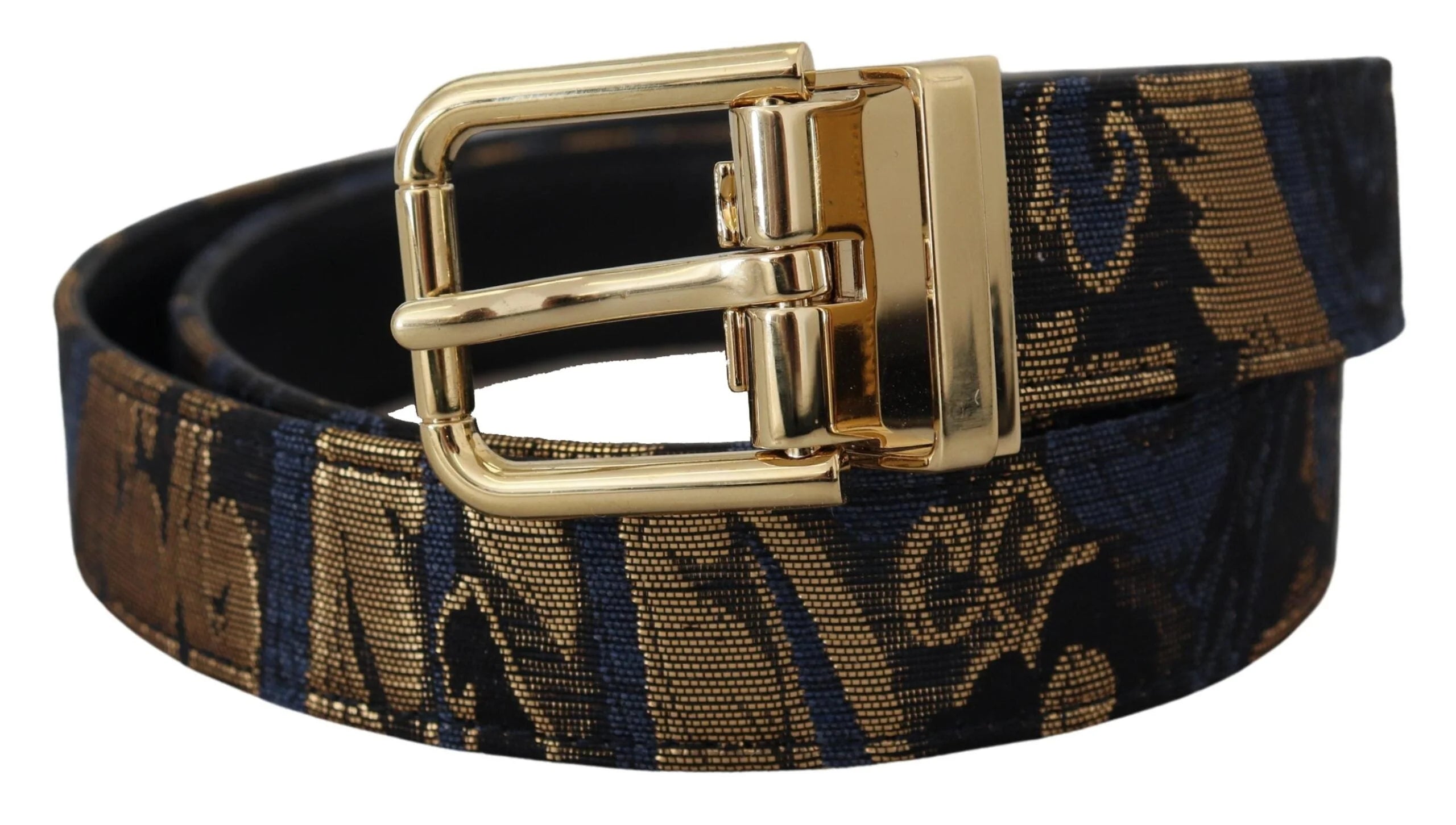 Dolce & Gabbana Multicolor Jacquard Leather Logo Buckle Belt - 75 cm / 29,5 Inches - Belts