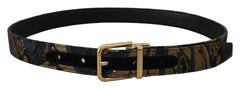Dolce & Gabbana Multicolor Jacquard Leather Logo Buckle Belt - 75 cm / 29,5 Inches - Belts