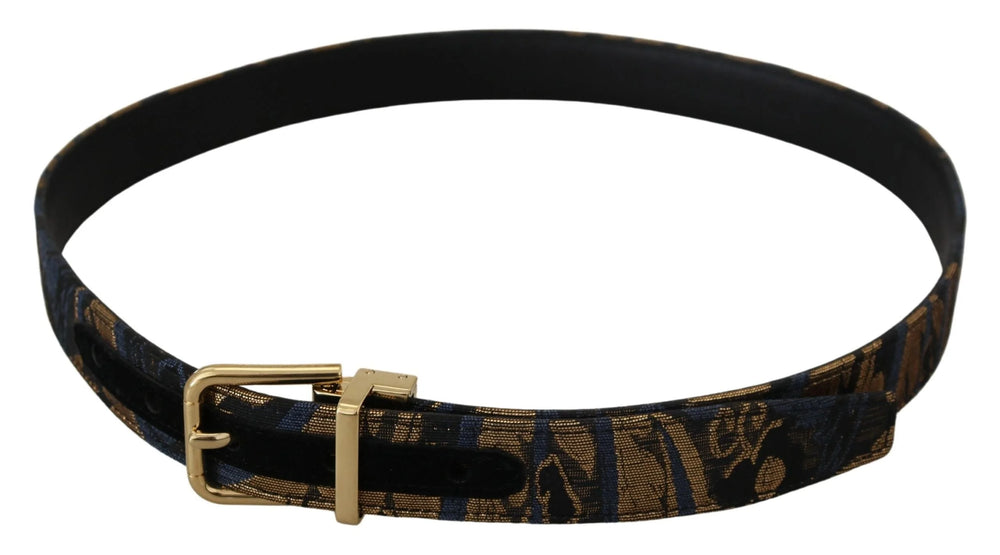 Dolce & Gabbana Multicolor Jacquard Leather Logo Buckle Belt - 75 cm / 29,5 Inches - Belts