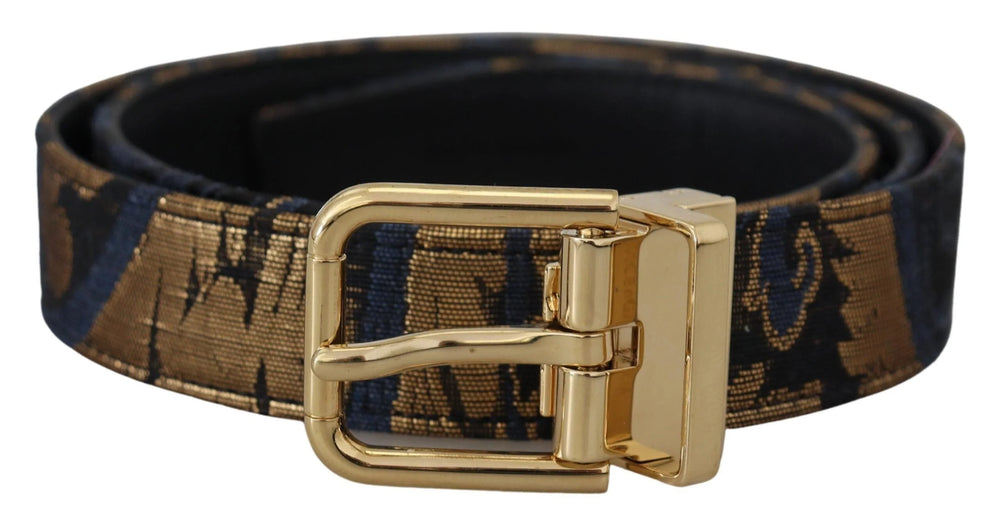 Dolce & Gabbana Multicolor Jacquard Leather Logo Buckle Belt - 75 cm / 29,5 Inches - Belts