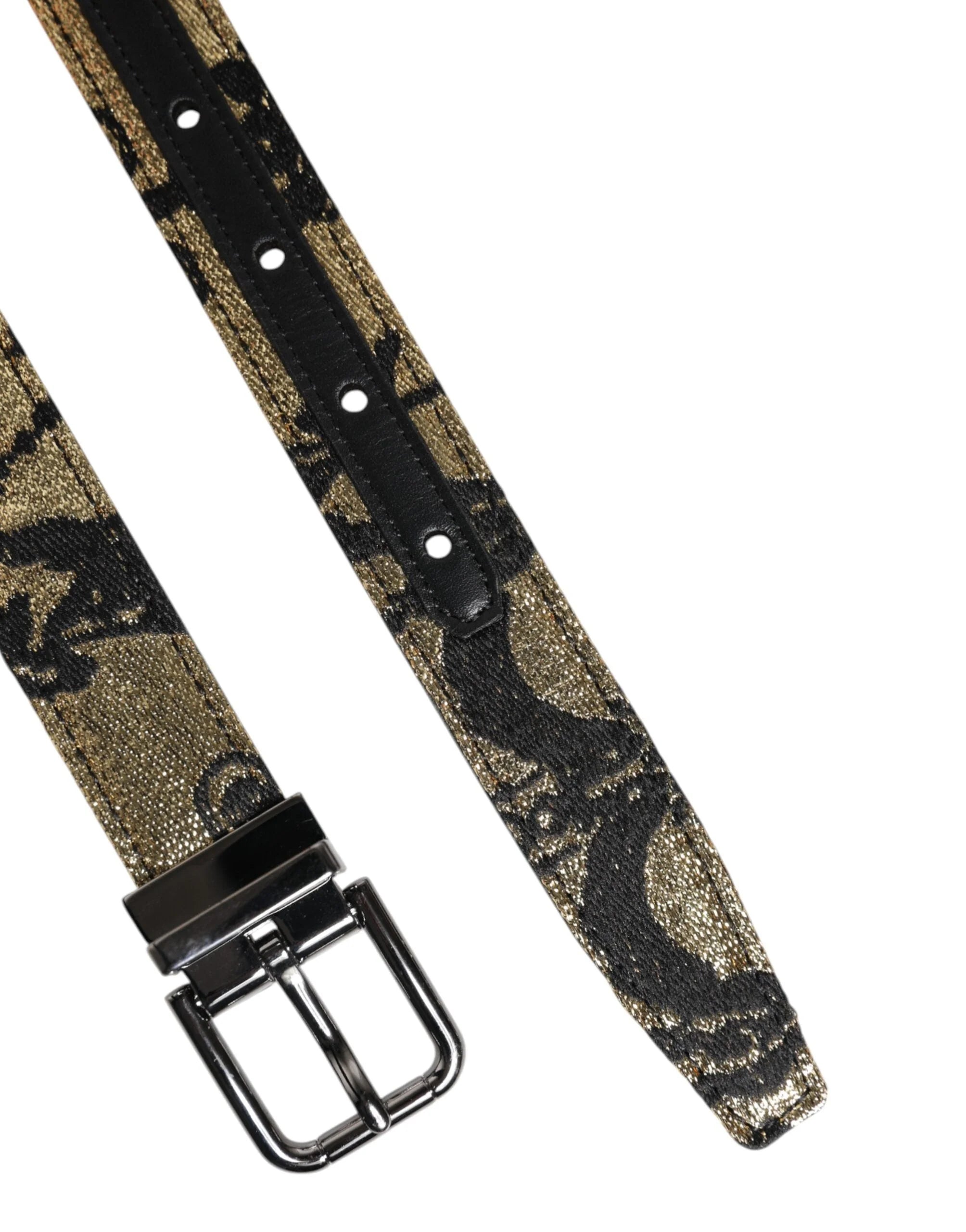 Dolce & Gabbana Multicolor Jacquard Leather Metal Buckle Belt - 90 cm / 36 Inches - Belts