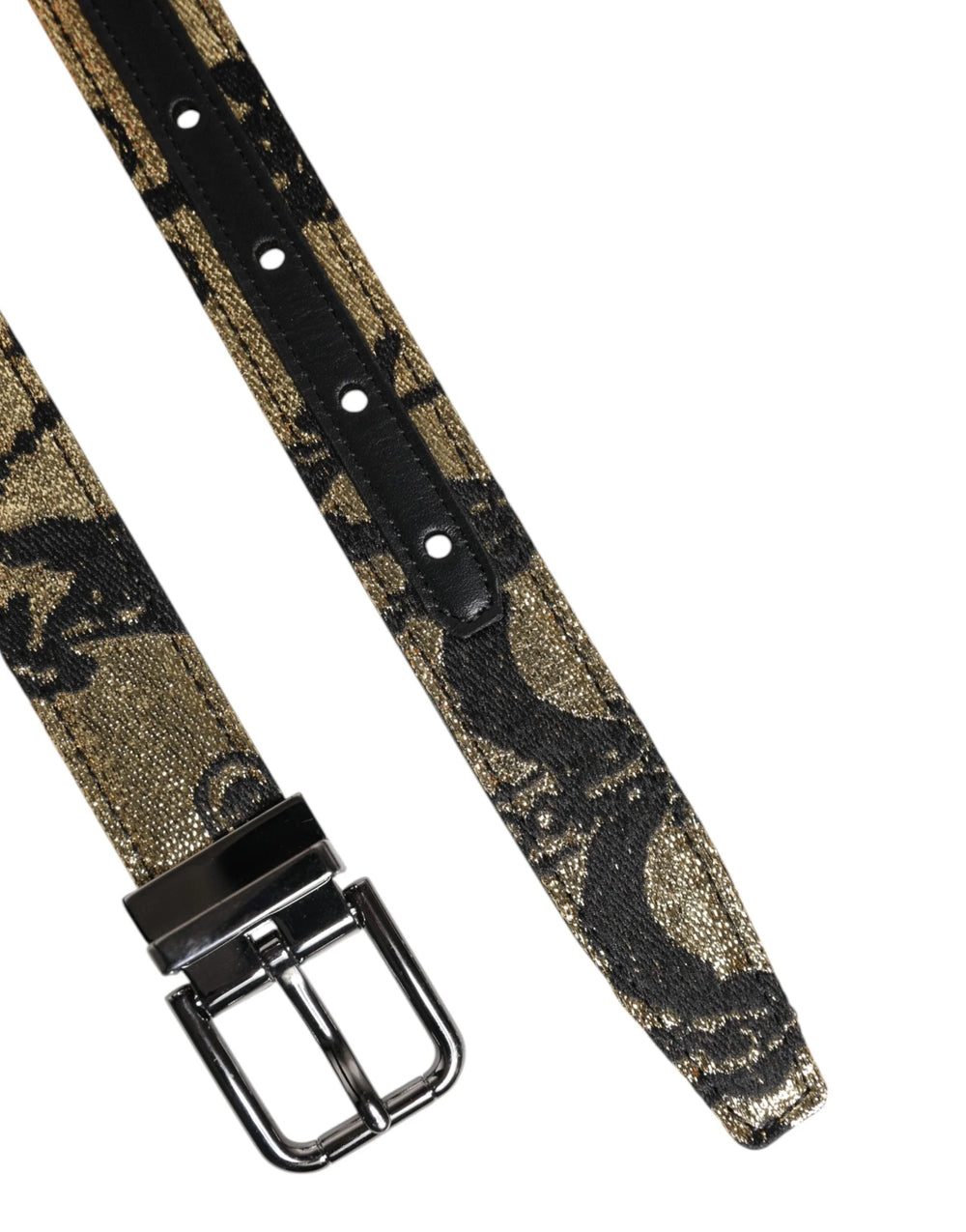 Dolce & Gabbana Multicolor Jacquard Leather Metal Buckle Belt - 90 cm / 36 Inches - Belts