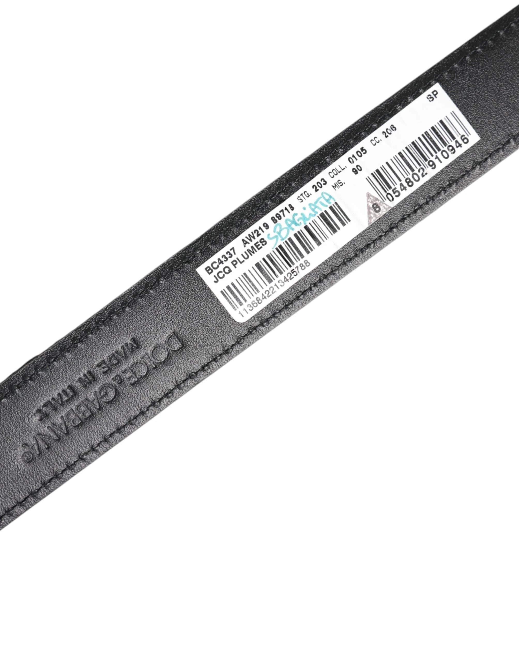 Dolce & Gabbana Multicolor Jacquard Leather Metal Buckle Belt - 90 cm / 36 Inches - Belts