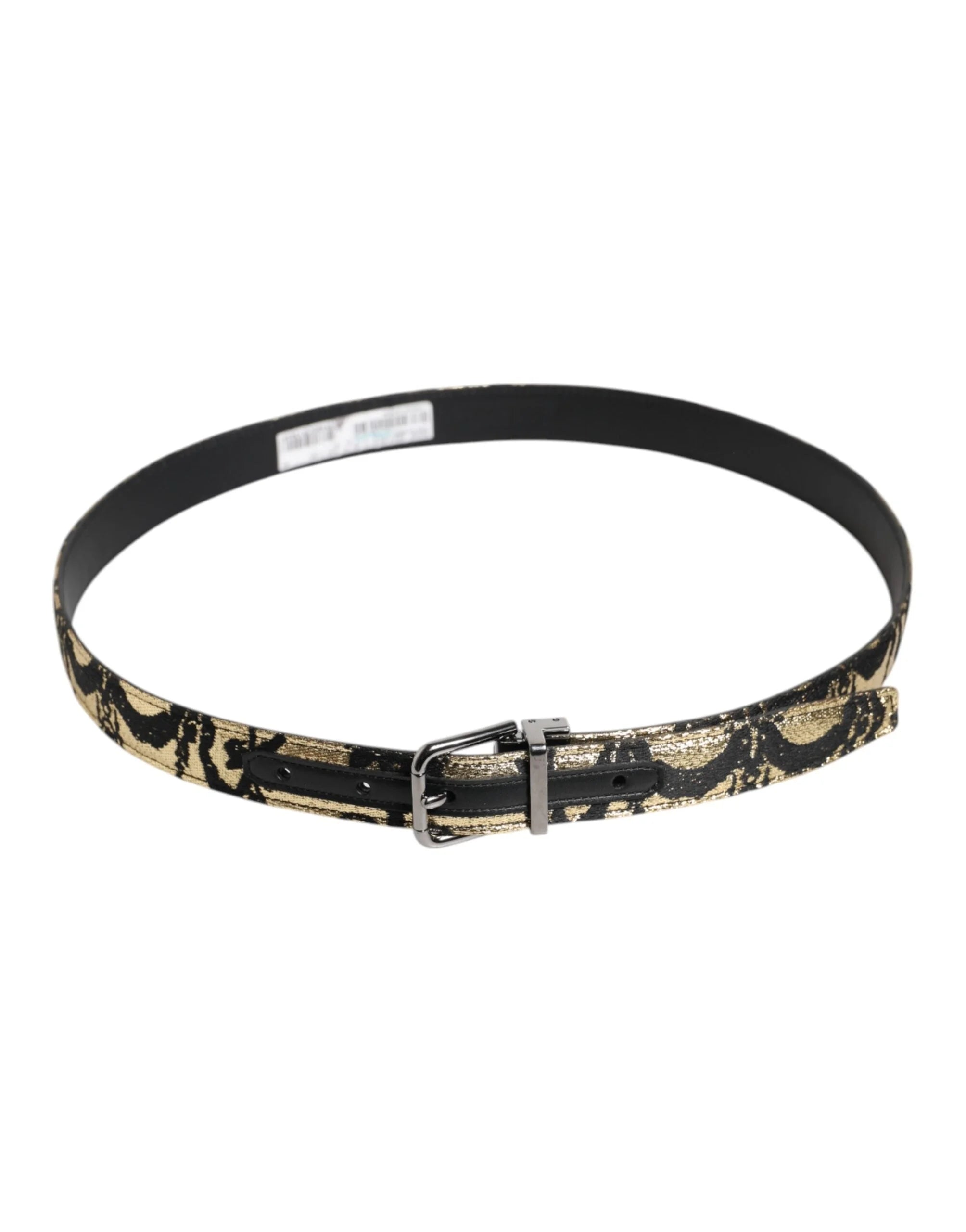 Dolce & Gabbana Multicolor Jacquard Leather Metal Buckle Belt - 90 cm / 36 Inches - Belts