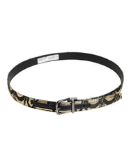 Dolce & Gabbana Multicolor Jacquard Leather Metal Buckle Belt - 90 cm / 36 Inches - Belts