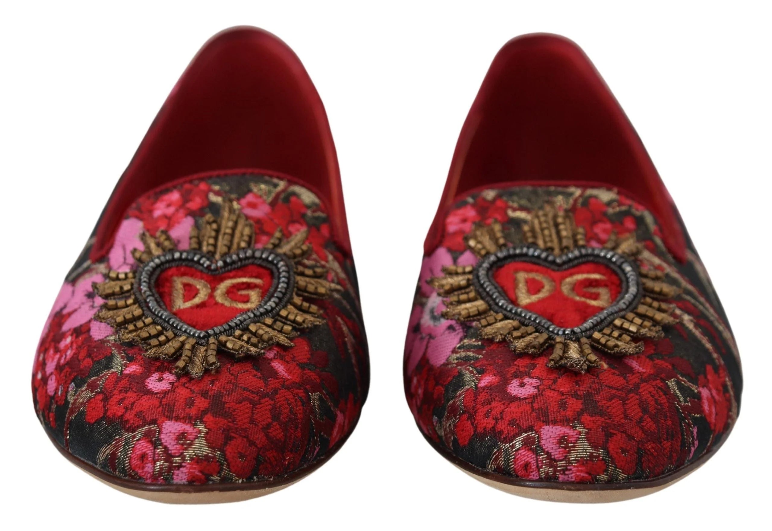 Dolce & Gabbana Multicolor Jacquard Sacred Heart Patch Slip On Shoes - EU35.5/US5 - Flats