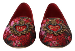 Dolce & Gabbana Multicolor Jacquard Sacred Heart Patch Slip On Shoes - EU35.5/US5 - Flats