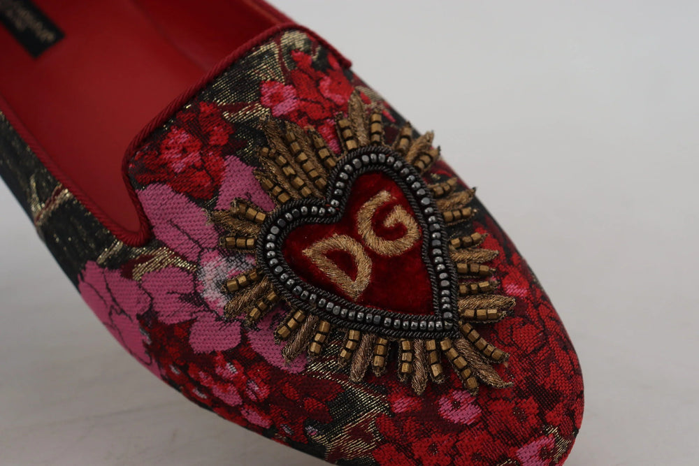 Dolce & Gabbana Multicolor Jacquard Sacred Heart Patch Slip On Shoes - EU35.5/US5 - Flats