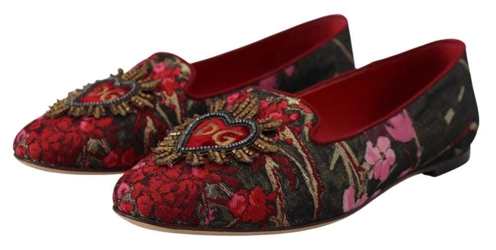 Dolce & Gabbana Multicolor Jacquard Sacred Heart Patch Slip On Shoes - EU35.5/US5 - Flats