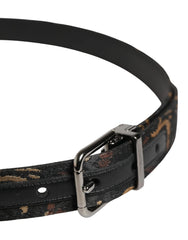 Dolce & Gabbana Multicolor Jacquard Silver Metal Buckle Belt - 95 cm / 38 Inches