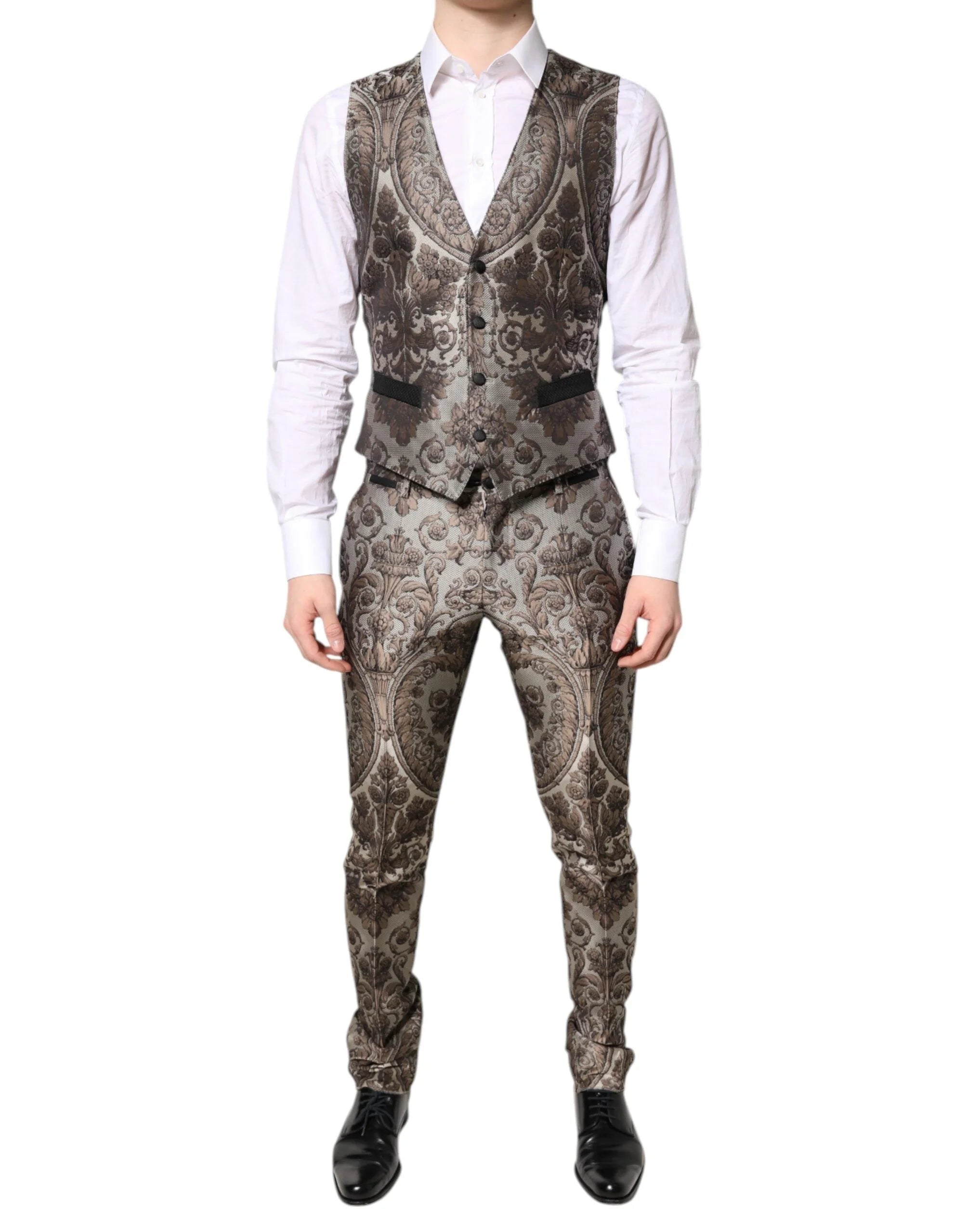 Dolce & Gabbana Multicolor Jacquard Single Breasted 3 Piece Suit - IT46 | S - Pant Suits