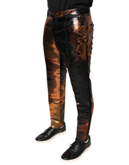 Dolce & Gabbana Multicolor Jacquard Skinny Men Pants - IT48 | M - Trousers