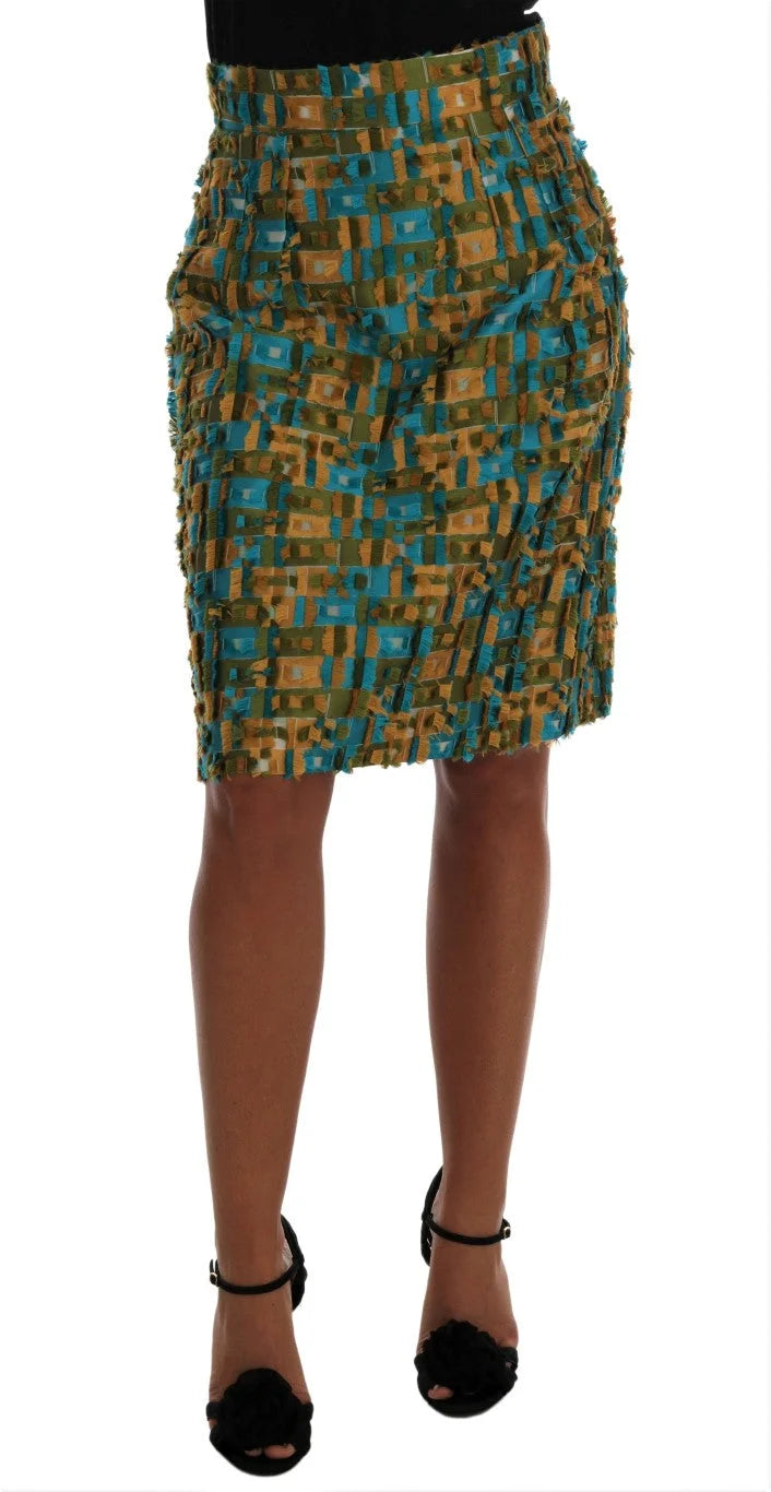 Dolce & Gabbana Multicolor Jacquard Straight Pencil Skirt - Skirts