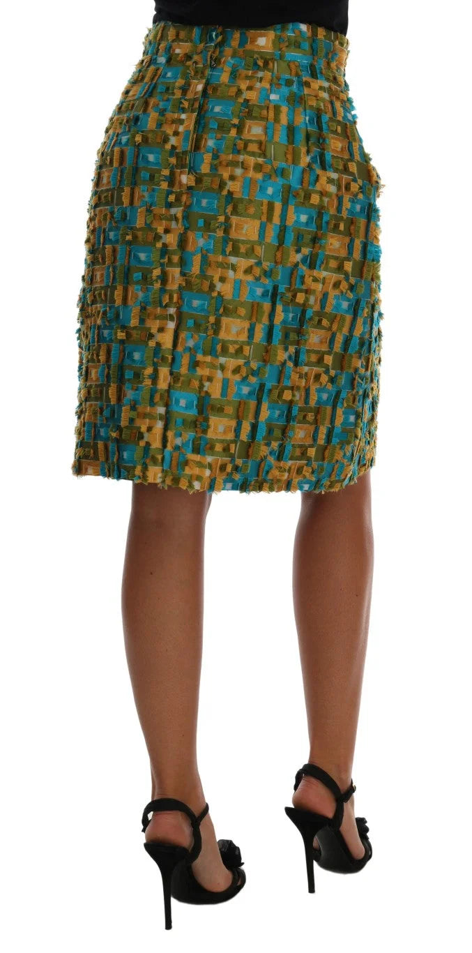 Dolce & Gabbana Multicolor Jacquard Straight Pencil Skirt - Skirts