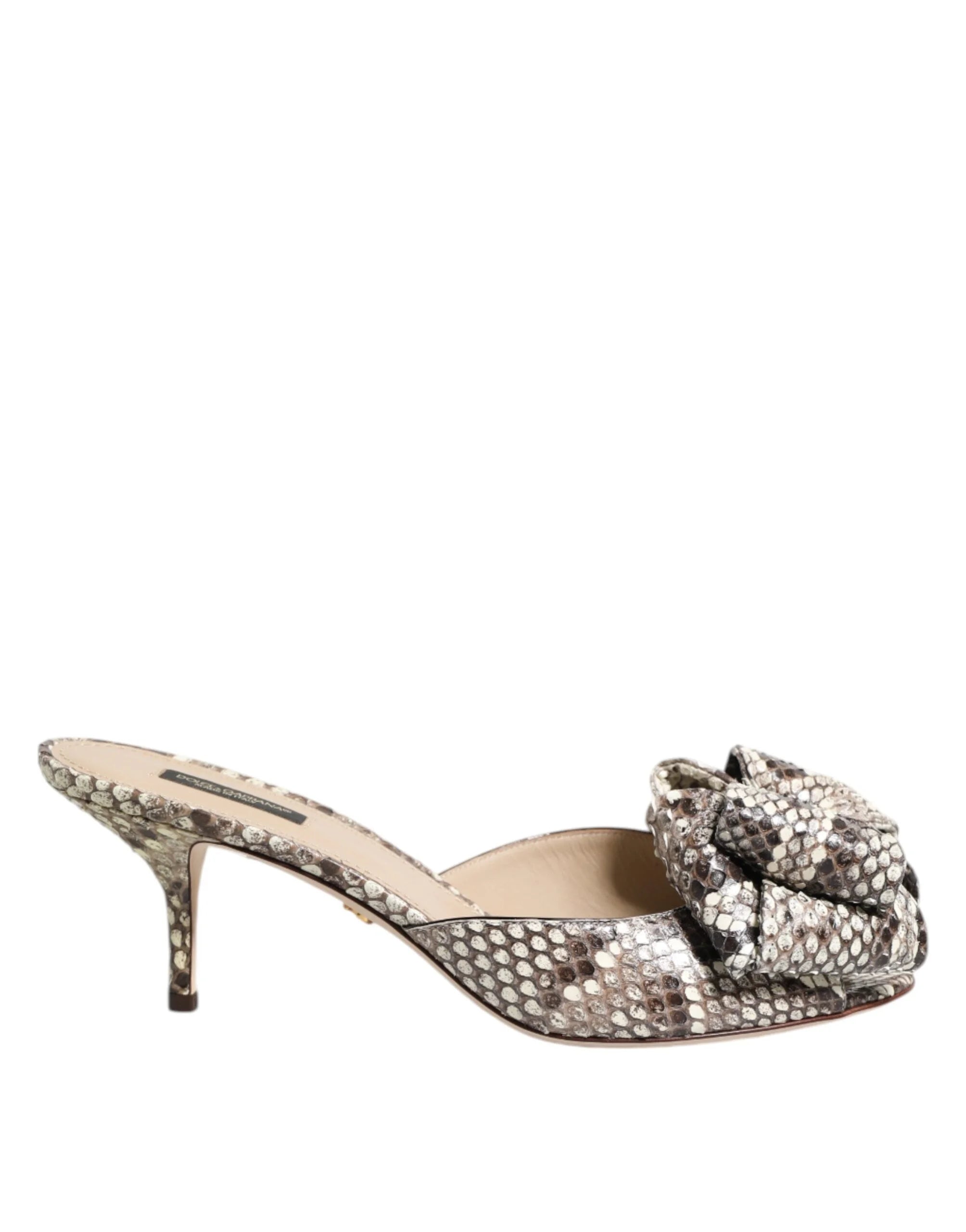 Dolce & Gabbana Multicolor Keira Bow Leather Peep Toe Mules Shoes - EU36/US5.5