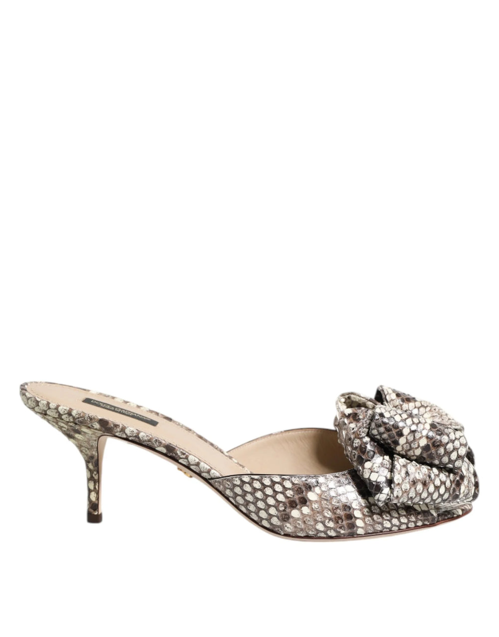 Dolce & Gabbana Multicolor Keira Bow Leather Peep Toe Mules Shoes - EU36/US5.5