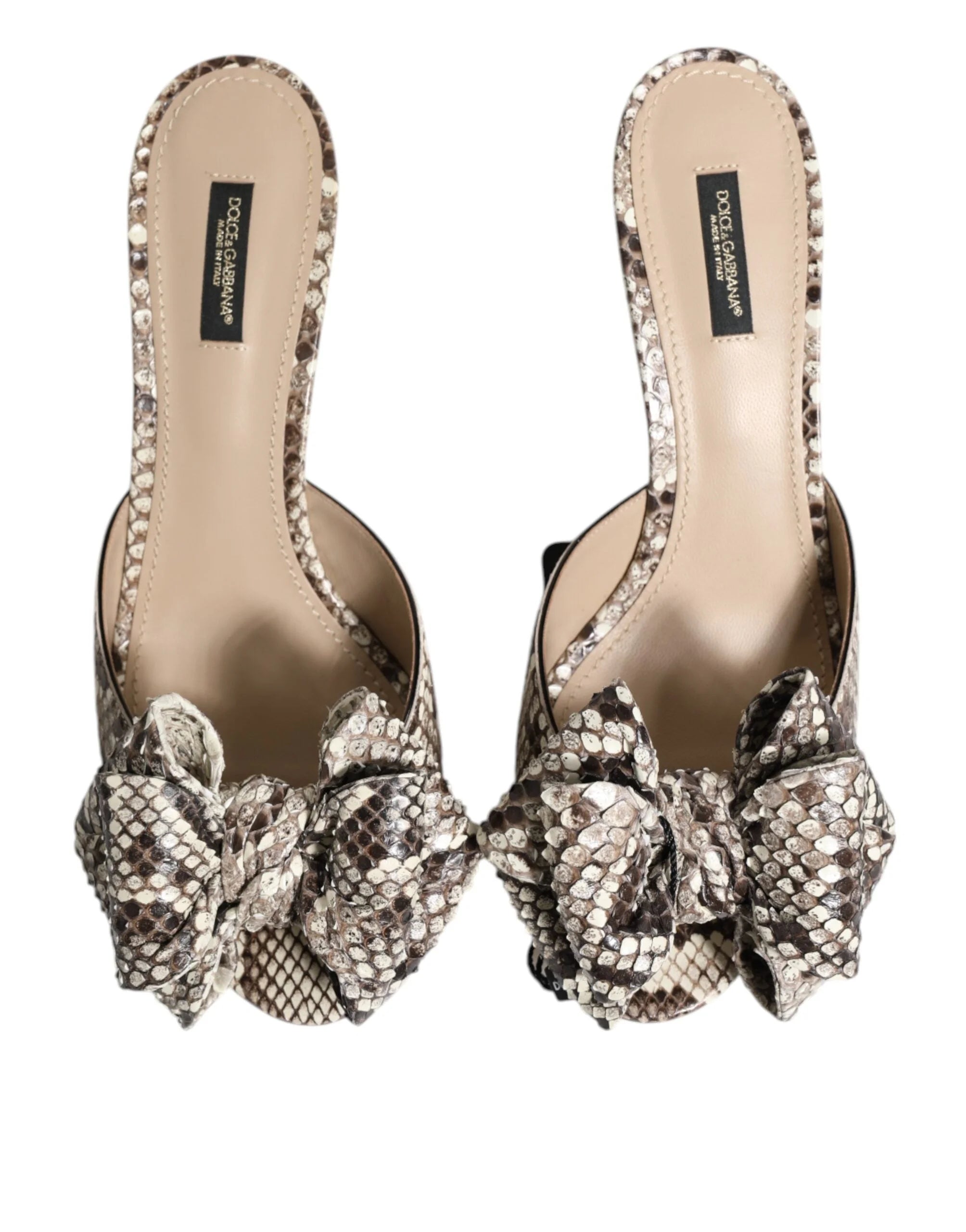 Dolce & Gabbana Multicolor Keira Bow Leather Peep Toe Mules Shoes - EU36/US5.5
