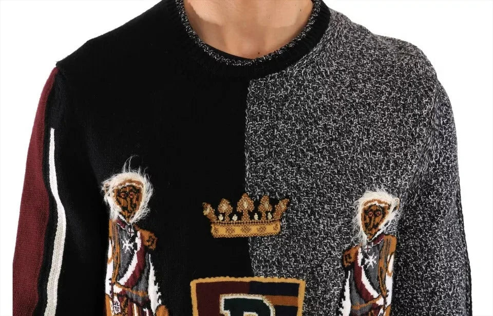 Dolce & Gabbana Multicolor KING Knight Monkey Knitted Cashmere Wool Sweater - IT48 | M - Sweaters