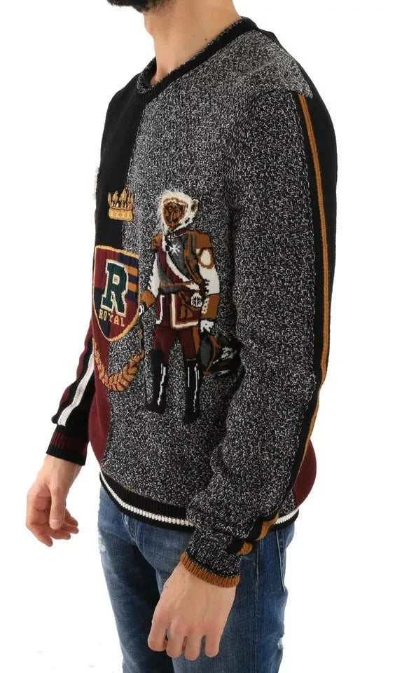Dolce & Gabbana Multicolor KING Knight Monkey Knitted Cashmere Wool Sweater - IT48 | M - Sweaters