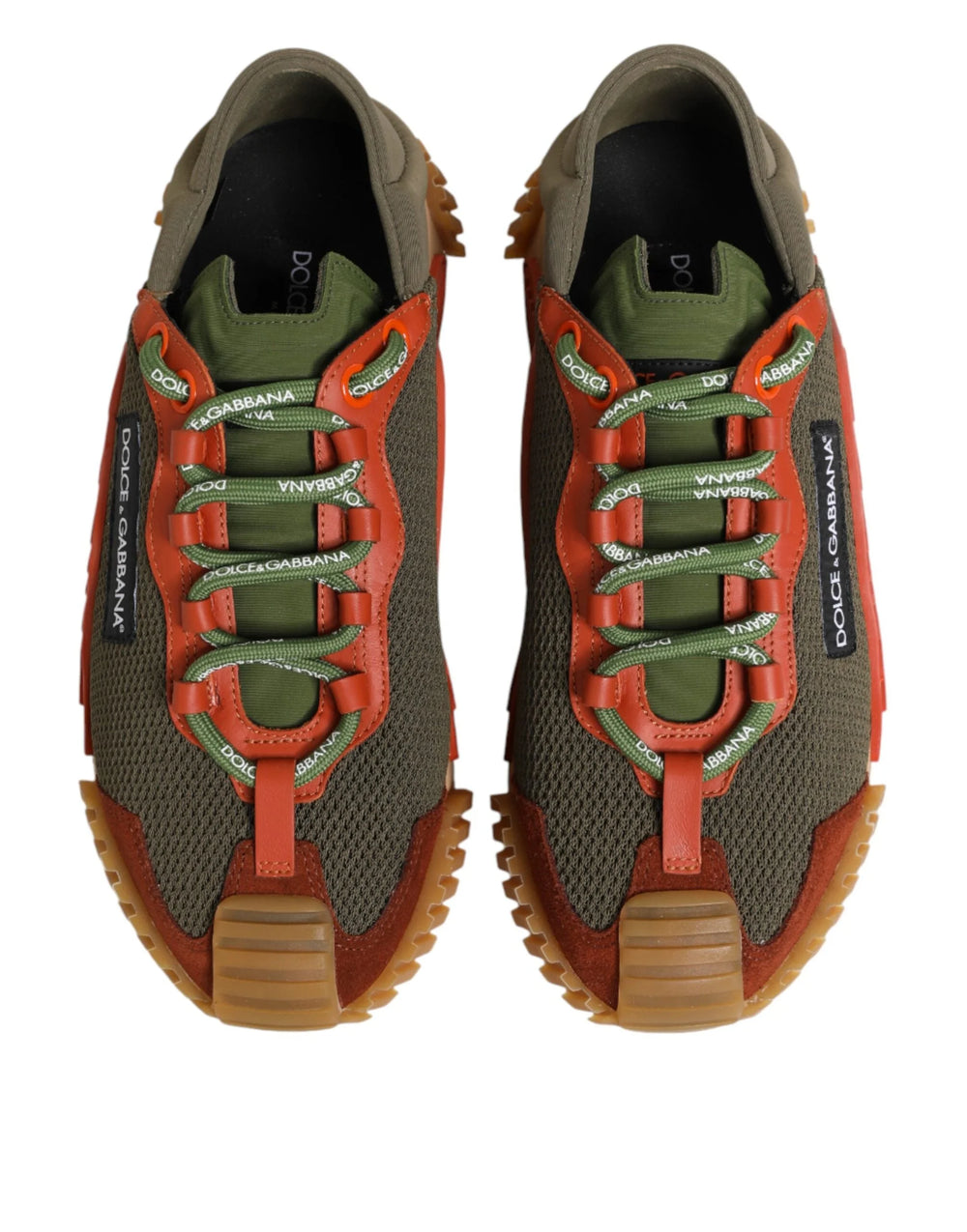 Side view of Dolce & Gabbana NS1 sneakers featuring a mixed-material panelled design and rubberized logo details.