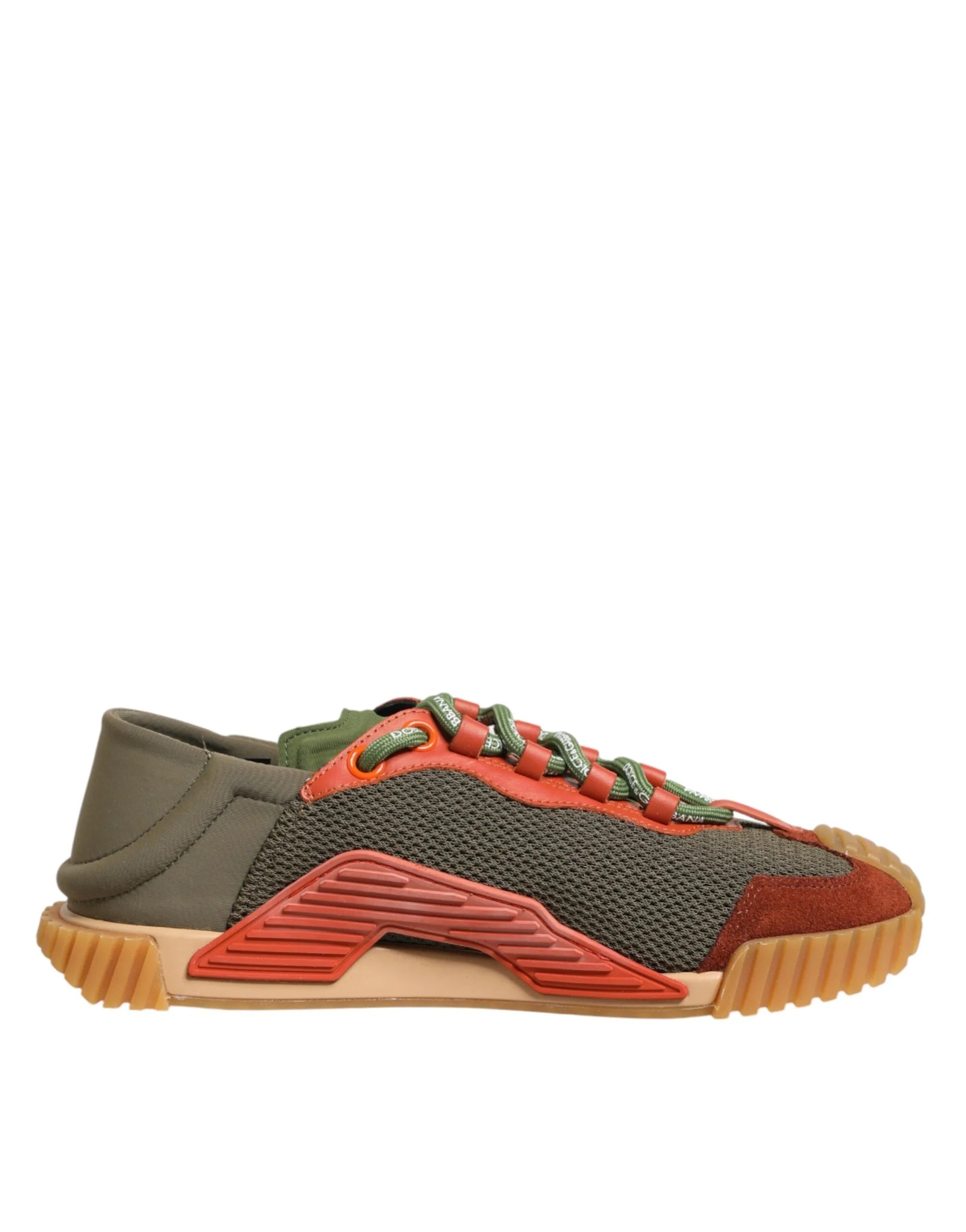 Angled view of the Dolce & Gabbana NS1 sneakers showcasing the vibrant multicolor palette and heritage craftsmanship.