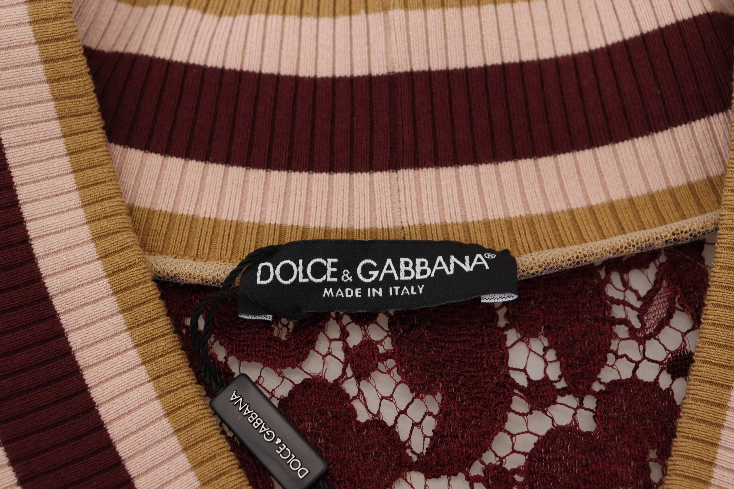 Dolce & Gabbana Multicolor Lace V-neck Pullover Sweater - IT40|S - Sweaters