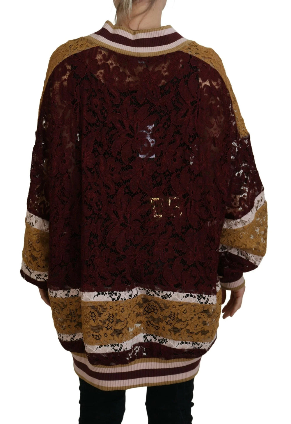 Dolce & Gabbana Multicolor Lace V-neck Pullover Sweater - IT40|S - Sweaters