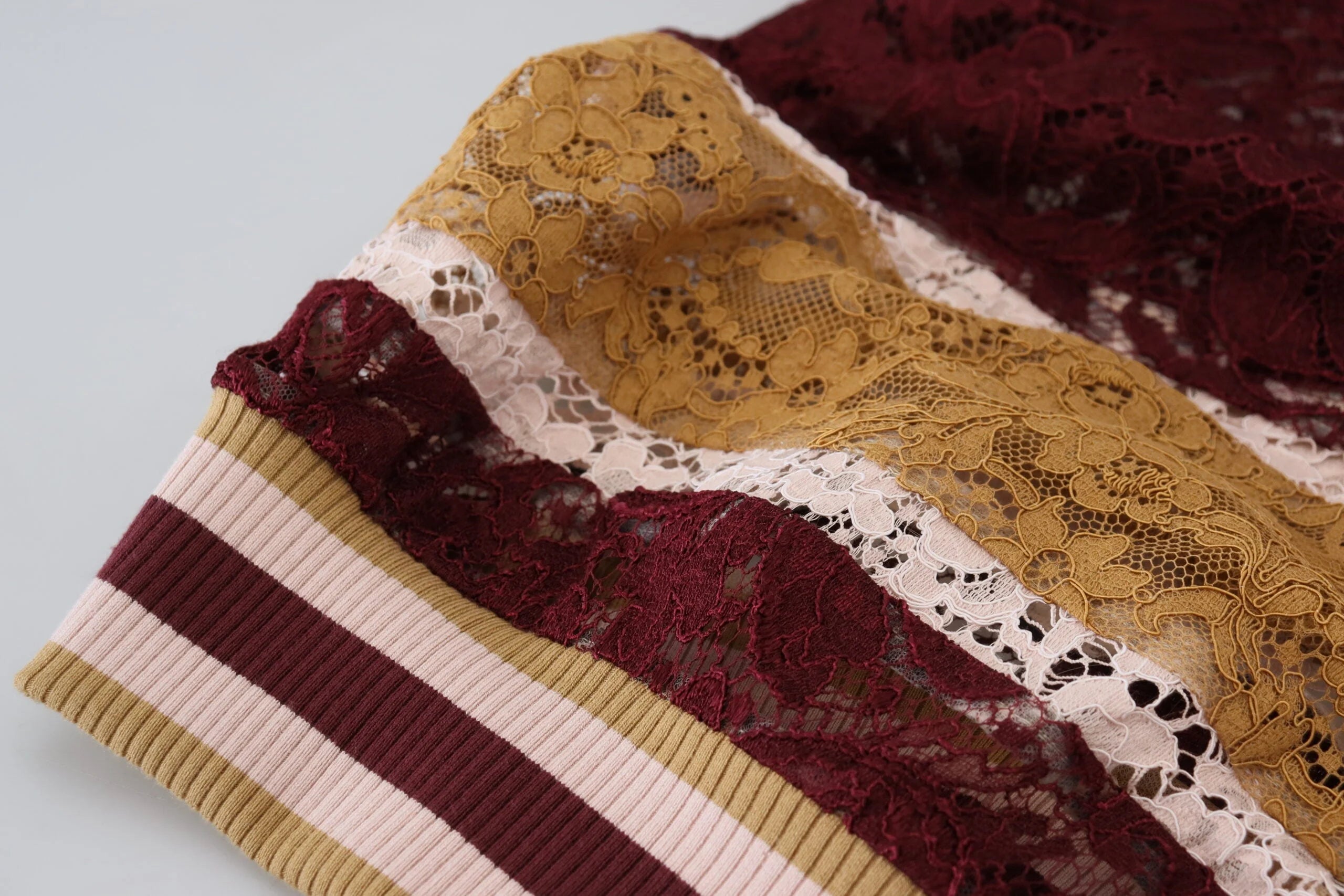 Dolce & Gabbana Multicolor Lace V-neck Pullover Sweater - IT40|S - Sweaters