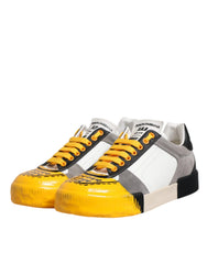 Πίσω θέα των sneakers DNA χαμηλού προφίλ Dolce & Gabbana, που τονίζει την επώνυμη ετικέτα φτέρνας και το δομημένο δερμάτινο φινίρισμα.