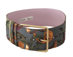 Dolce & Gabbana Multicolor Leather Embroidered Gold Metal Buckle Belt - 75 cm / 29,5 Inches - Belts