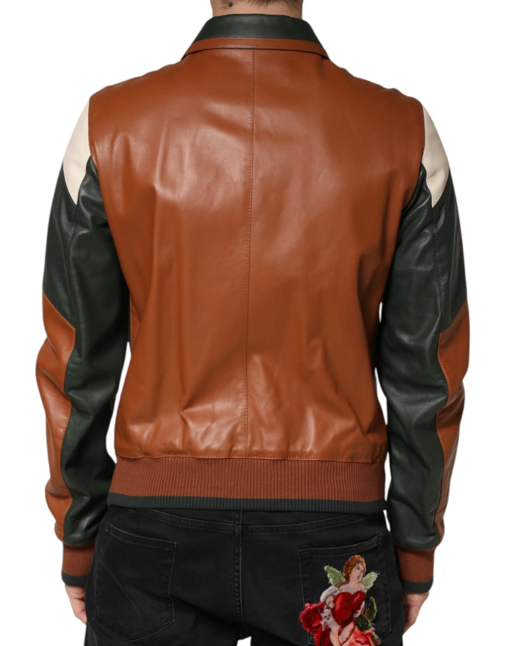 Dolce & Gabbana Multicolor Leather Full Zip men Biker Jacket - IT50 | L