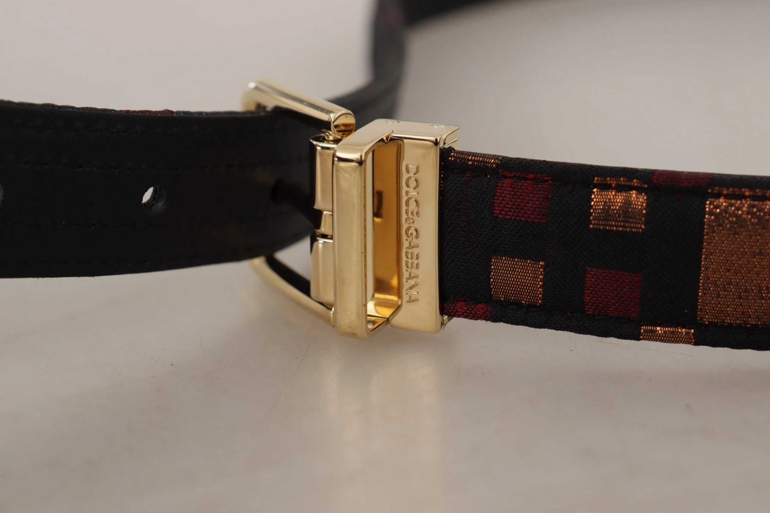 Dolce & Gabbana Multicolor Leather Jacquard Gold Metal Buckle Belt - 75 cm / 29,5 Inches - Belts