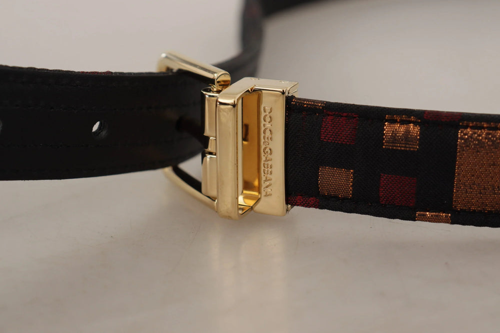 Dolce & Gabbana Multicolor Leather Jacquard Gold Metal Buckle Belt - 75 cm / 29,5 Inches - Belts