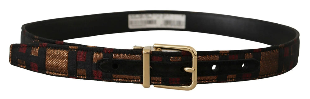 Dolce & Gabbana Multicolor Leather Jacquard Gold Metal Buckle Belt - 75 cm / 29,5 Inches - Belts