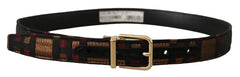 Dolce & Gabbana Multicolor Leather Jacquard Gold Metal Buckle Belt - 75 cm / 29,5 Inches - Belts