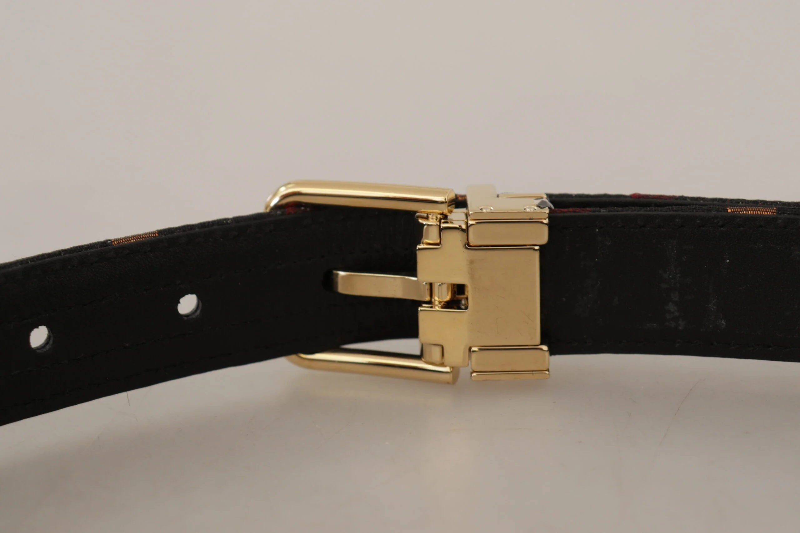 Dolce & Gabbana Multicolor Leather Jacquard Gold Metal Buckle Belt - 75 cm / 29,5 Inches - Belts