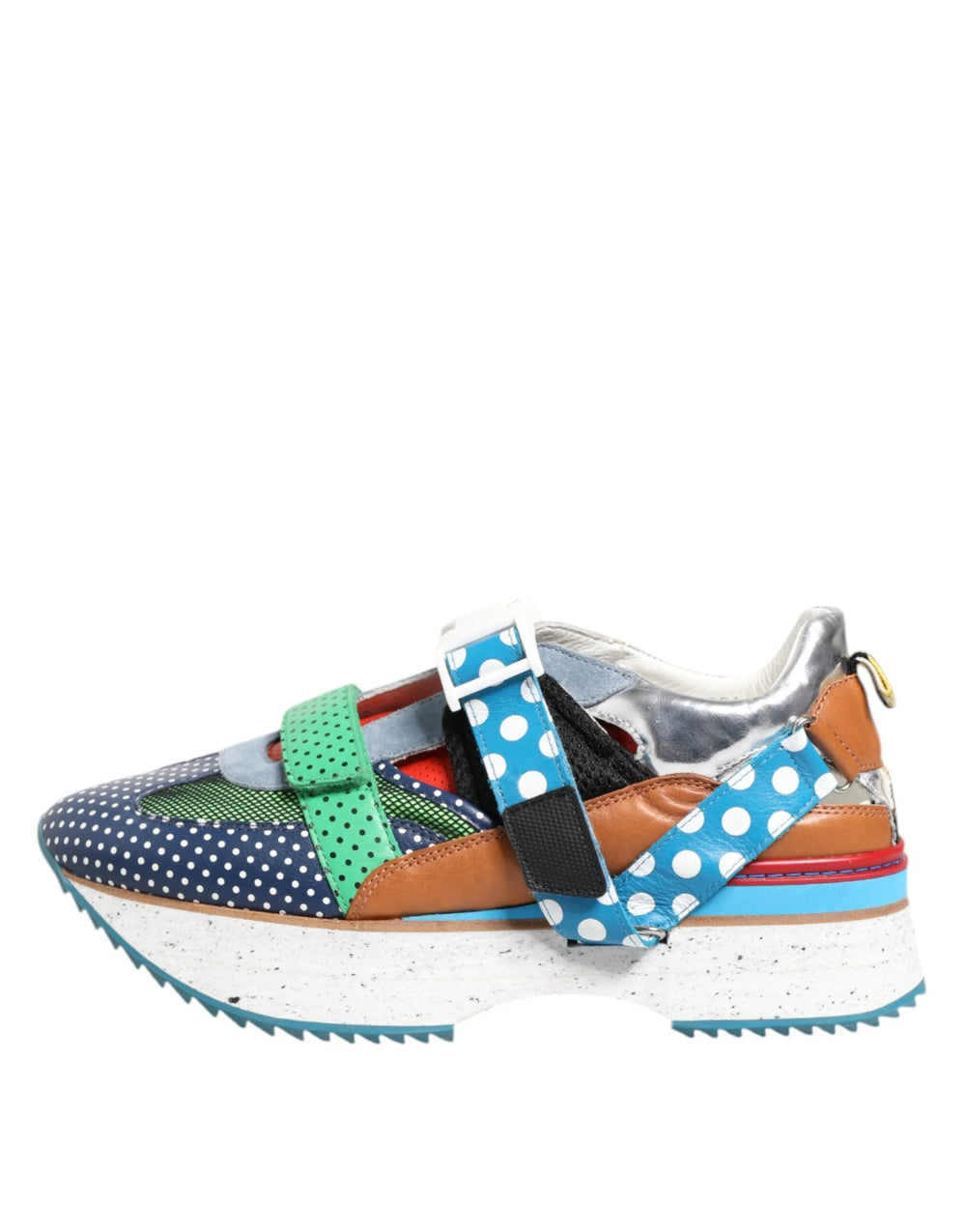 Van bovenaf bezien van Dolce & Gabbana heren sneakers met een branded inlegzool en gecoördineerd vetersysteem.