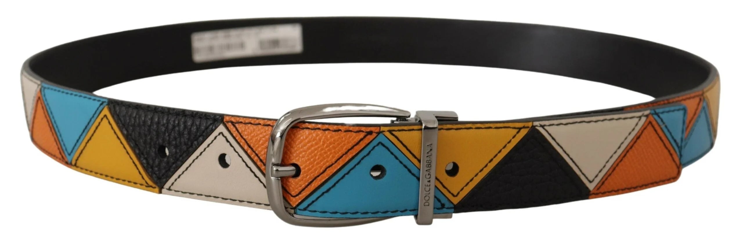 Dolce & Gabbana Multicolor Leather Silver Tone Logo Buckle Belt - 90 cm / 36 Inches - Belts