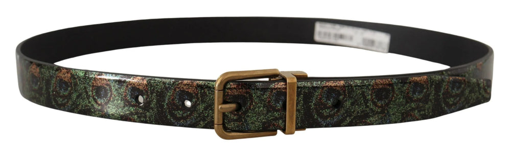 Dolce & Gabbana Multicolor Leather Vernice Pavone Bronze Metal Belt - 90 cm / 36 Inches - Belts