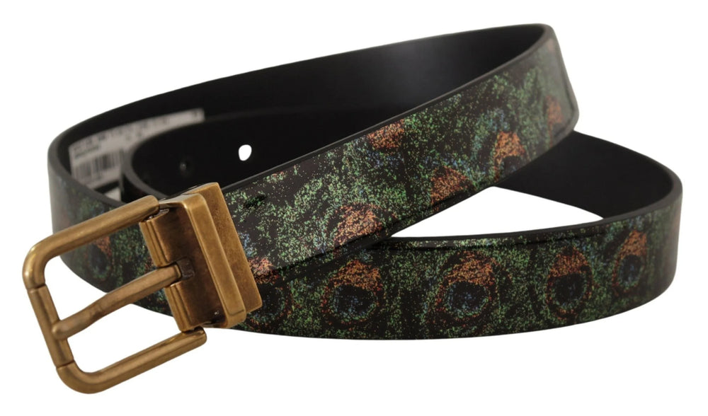 Dolce & Gabbana Multicolor Leather Vernice Pavone Bronze Metal Belt - 90 cm / 36 Inches - Belts