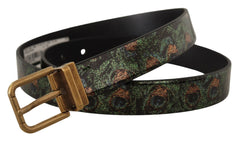 Dolce & Gabbana Multicolor Leather Vernice Pavone Bronze Metal Belt - 90 cm / 36 Inches - Belts