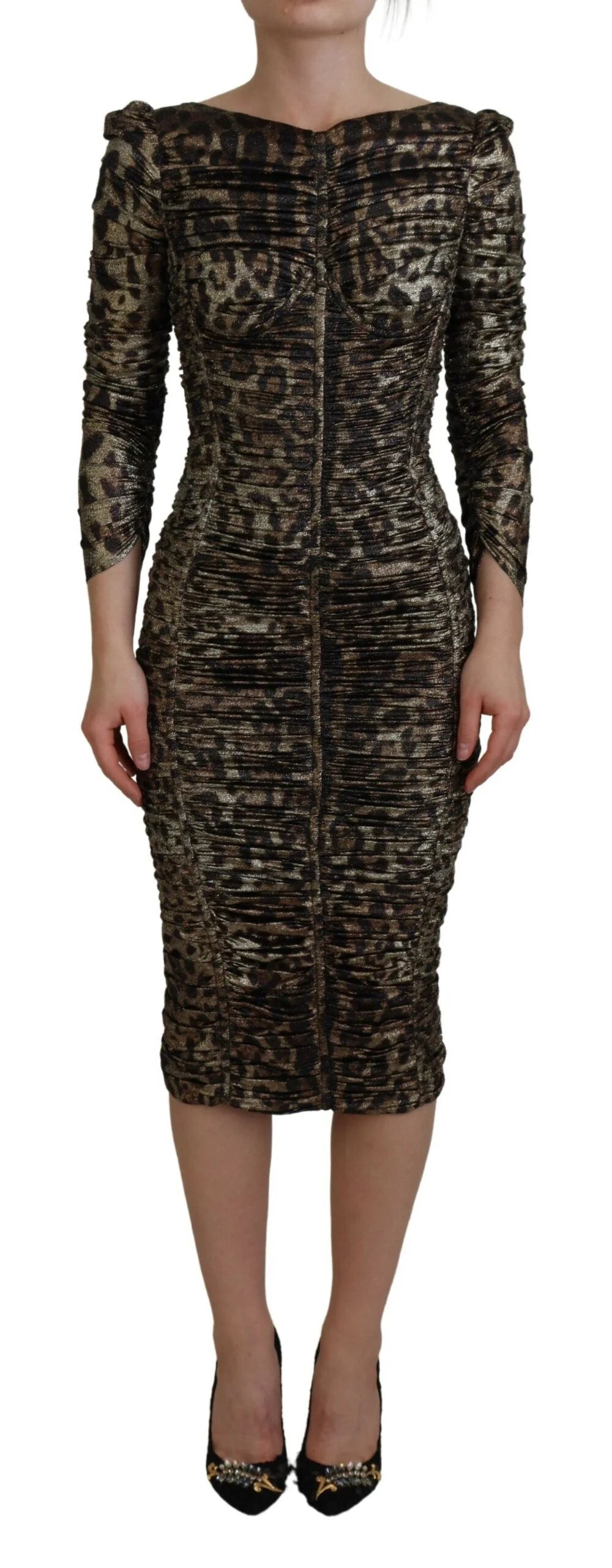 Dolce & Gabbana Multicolor Leopard Bodycon Sheath Midi Dress - IT38 | XS - Dresses
