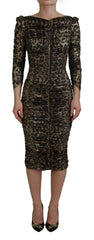 Dolce & Gabbana Multicolor Leopard Bodycon Sheath Midi Dress - IT38 | XS - Dresses