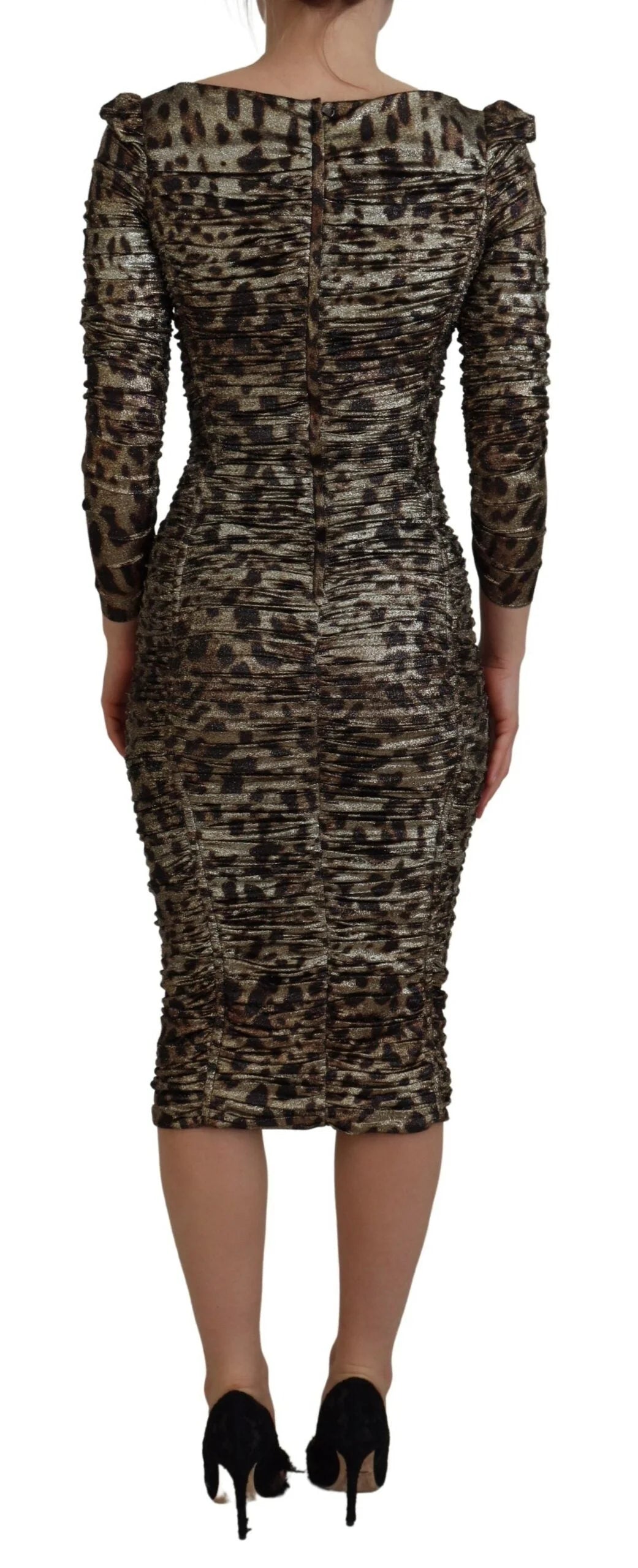 Dolce & Gabbana Multicolor Leopard Bodycon Sheath Midi Dress - IT38 | XS - Dresses