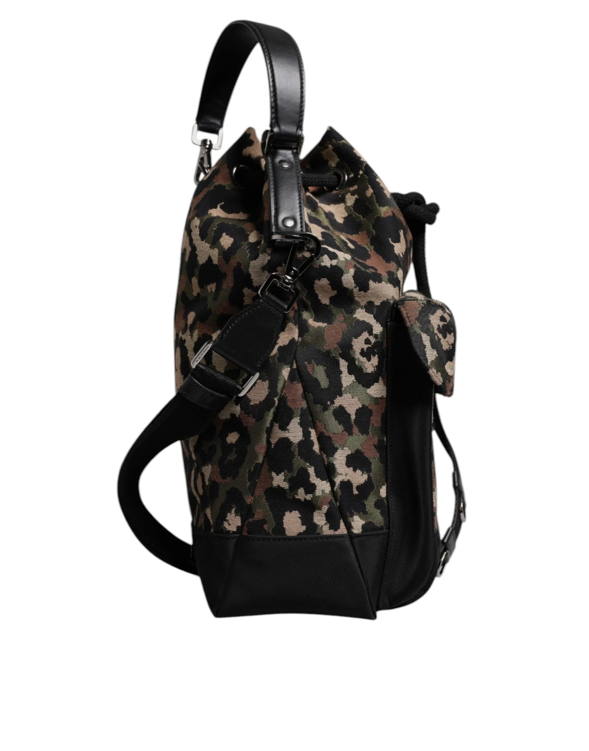Dolce & Gabbana Multicolor Leopard Cotton Shoulder Bucket Bag - Bucket Bags