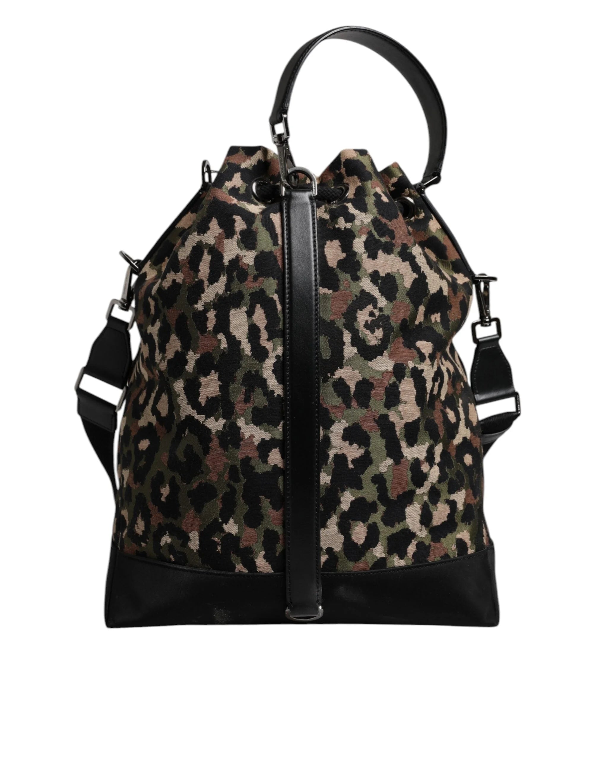 Dolce & Gabbana Multicolor Leopard Cotton Shoulder Bucket Bag - Bucket Bags