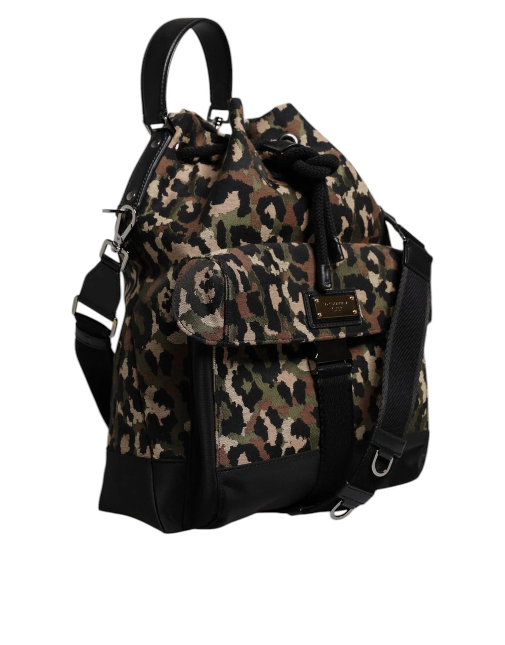 Dolce & Gabbana Multicolor Leopard Cotton Shoulder Bucket Bag - Bucket Bags