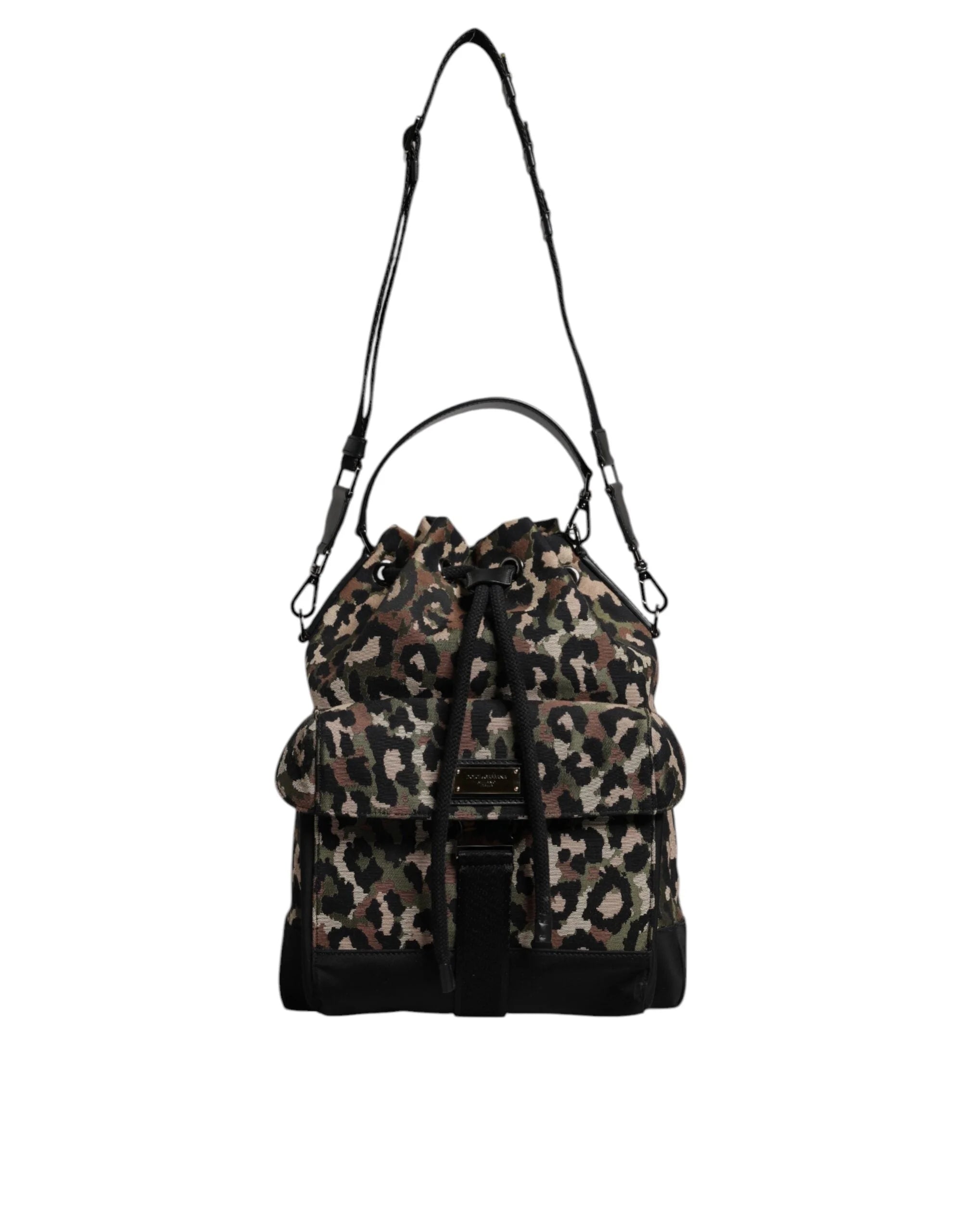 Dolce & Gabbana Multicolor Leopard Cotton Shoulder Bucket Bag - Bucket Bags