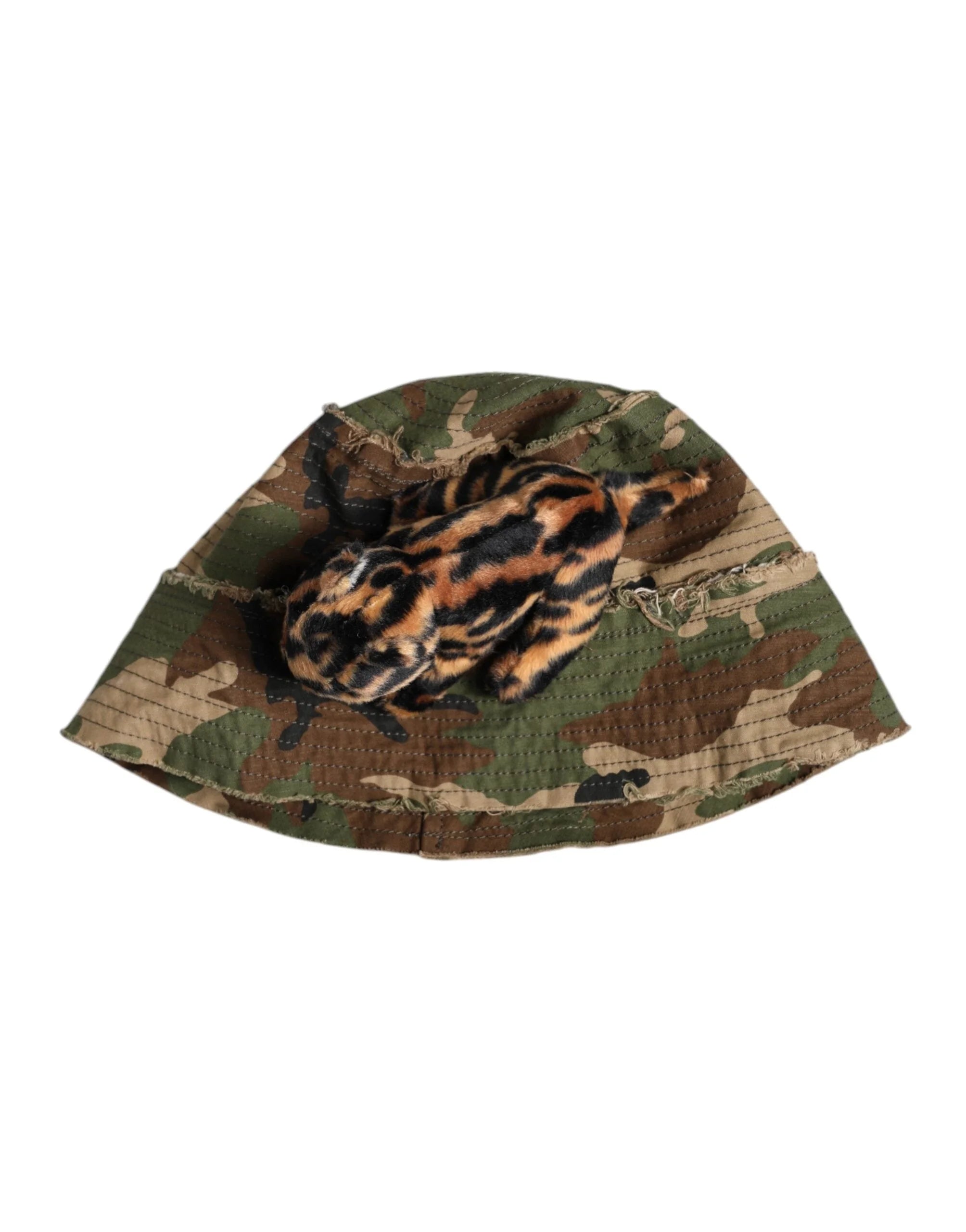 Dolce & Gabbana Multicolor Leopard Embellish Wide Brim Bucket Hat - Bucket Hats