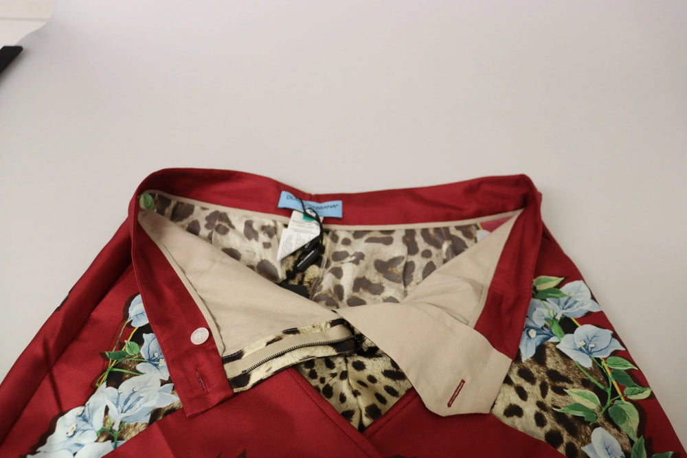 Dolce & Gabbana Multicolor Leopard Flora Printed Mid Waist Trouser Pants - IT40|S - Trousers